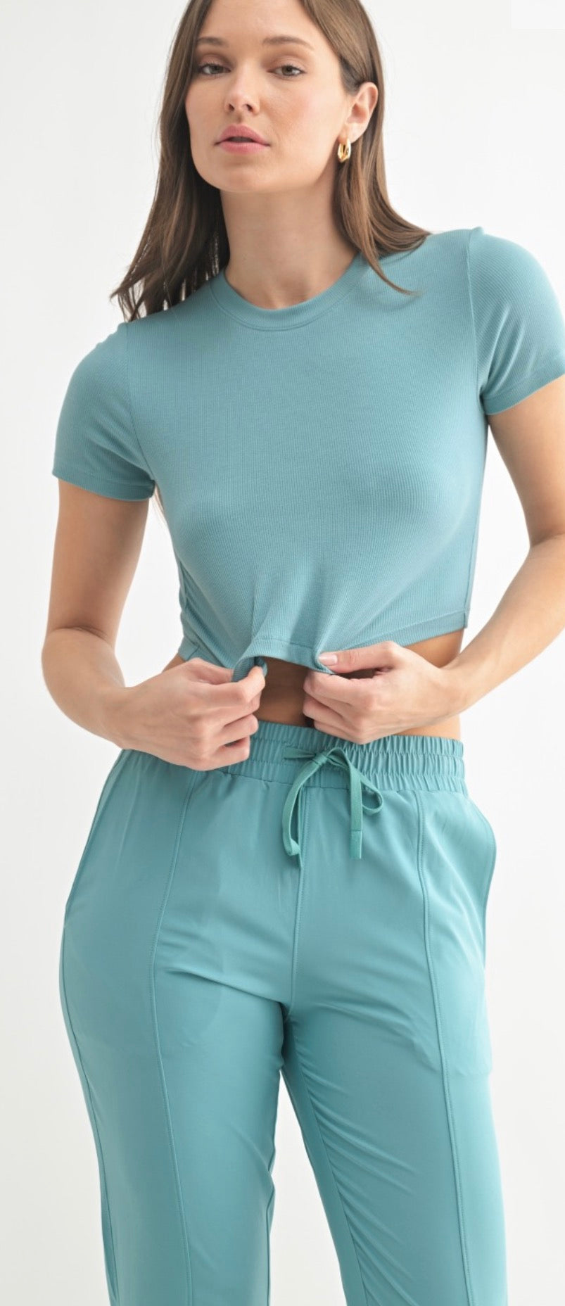 Essential Micro-Ribbed Cropped Athleisure Tee