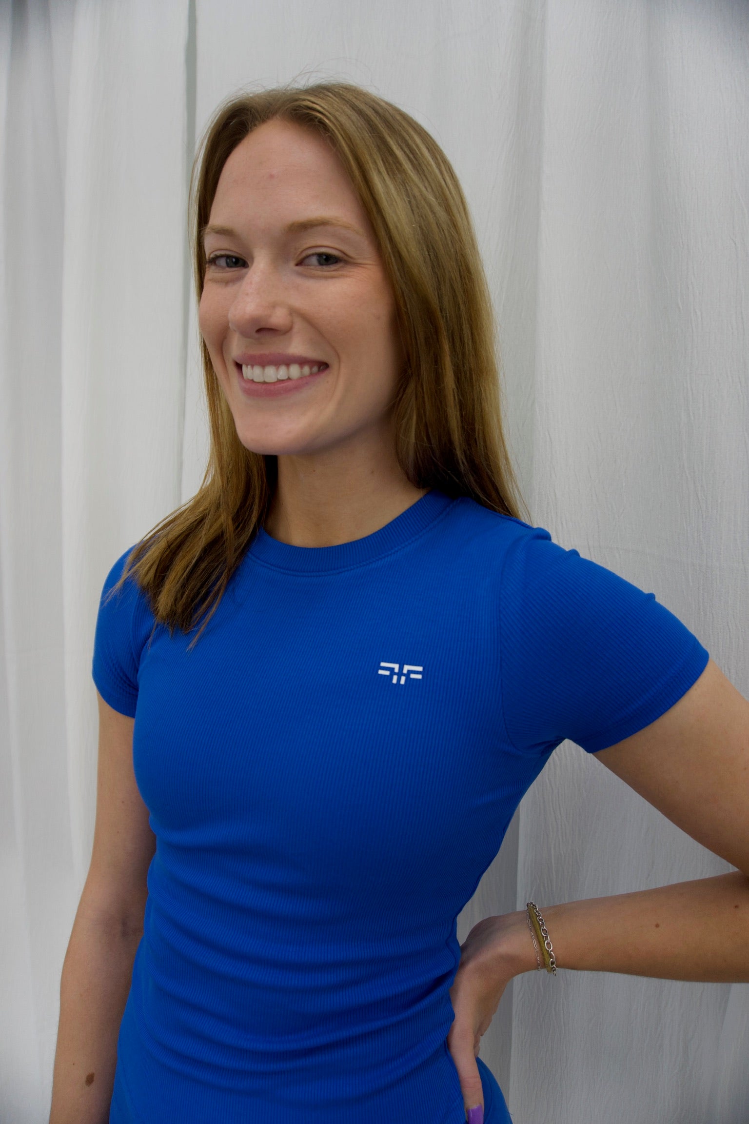 CORE CLASSIC MICRO RIBBED BUILT IN BRA SHORT SLEEVE TOP